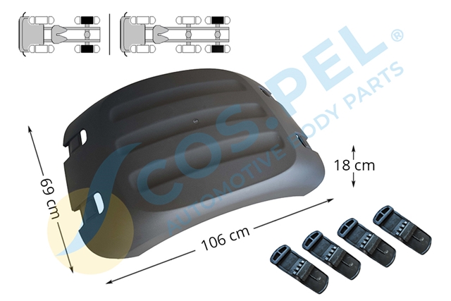 Imagine pentru produsul „REAR MUDGUARD RHLH WITH 4 MUDGUARD TENSIONERS"