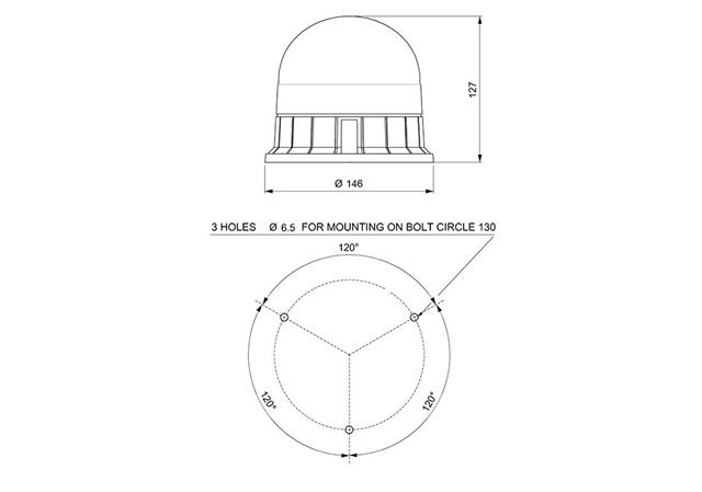 GIROFAR LED CU PRINDERE IN 3 PUNCTE 146X127MM