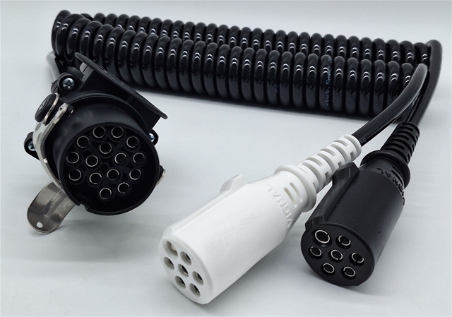 CABLU ELECTRIC SPIRALAT 3.5M CU ADAPTOR DE LA 15 PINI LA 2X7 PINI(TIP N+TIP S)