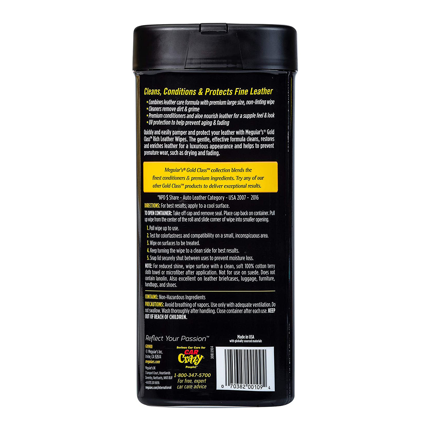 Imagine pentru produsul „GOLD CLASS RICH LEATHER WIPES - MEGUIARS"