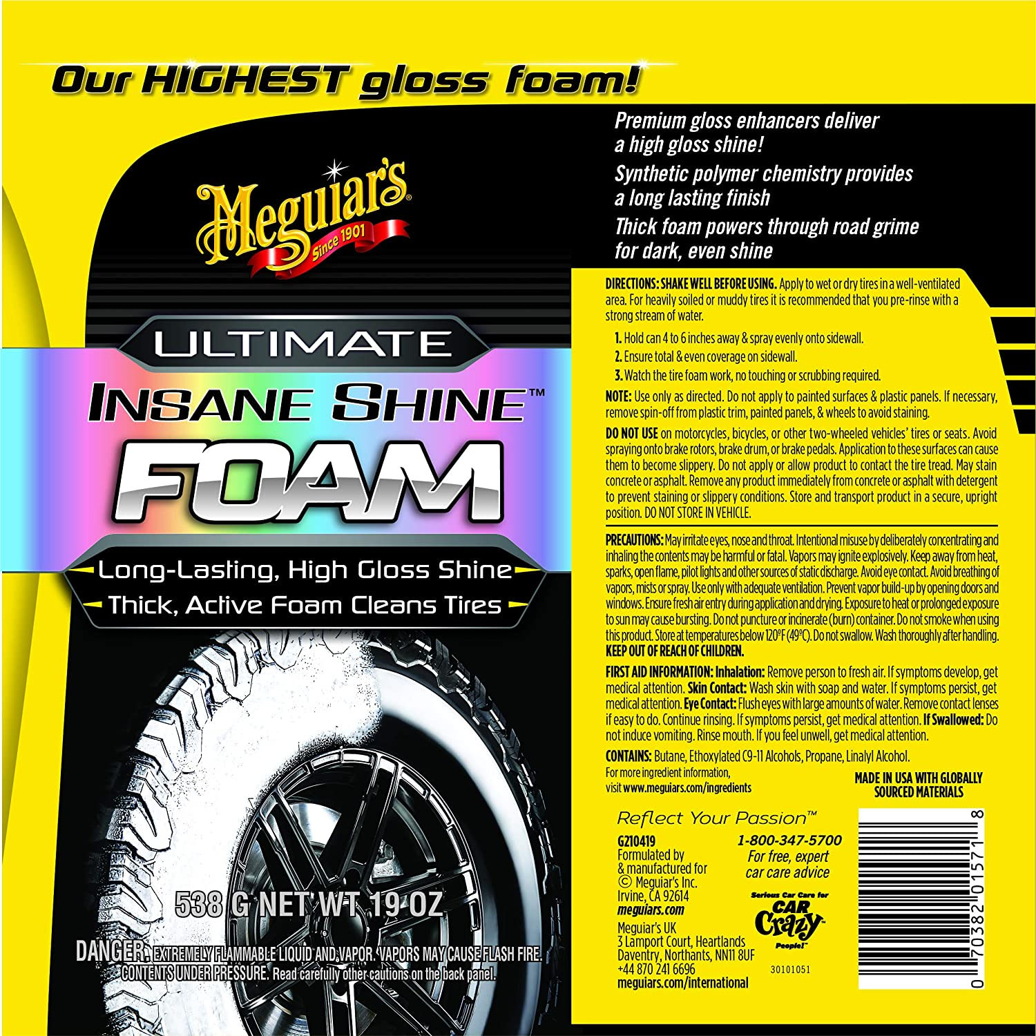 SPUMA CURATAT ANVELOPE ULTIMATE TYRE SHINE FOAM - EU 19 OZ - MEGUIARS