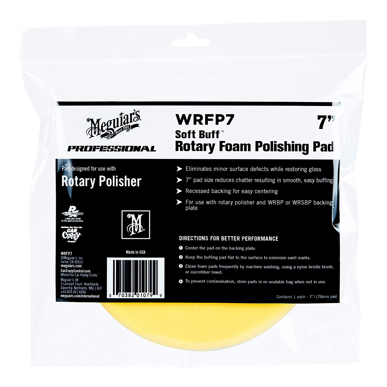DISC GALBEN POLISHAT DEFECTE MINORE, 177.8 MM, ROTARY FOAM POLISHING PAD 7 - MEGUIARS