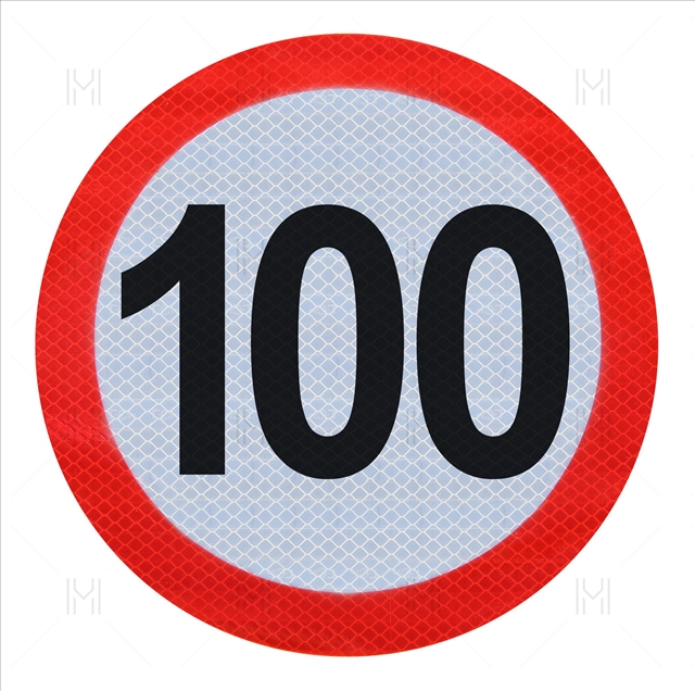 Imagine pentru produsul „AUTOCOLANT LIMITA VITEZA 100KM FILM REFLECTORIZANT CLASA I D-200MM"