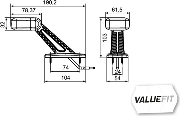 LAMPA GABARIT OBLICA CU LED, DR. MONTARE ORIZONTALA