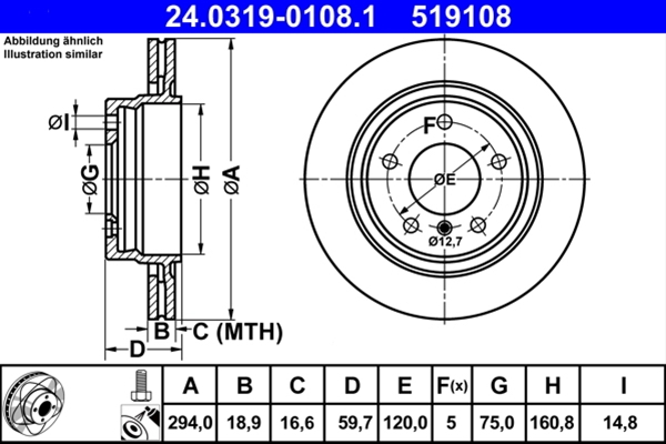 Imagine pentru produsul „## DISC FRANA (LIVRABIL NUMAI PERECHE) - ATE POWERDISC"