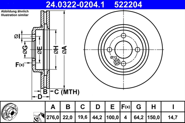 Imagine pentru produsul „## DISC FRANA (LIVRABIL NUMAI PERECHE) - ATE POWERDISC"