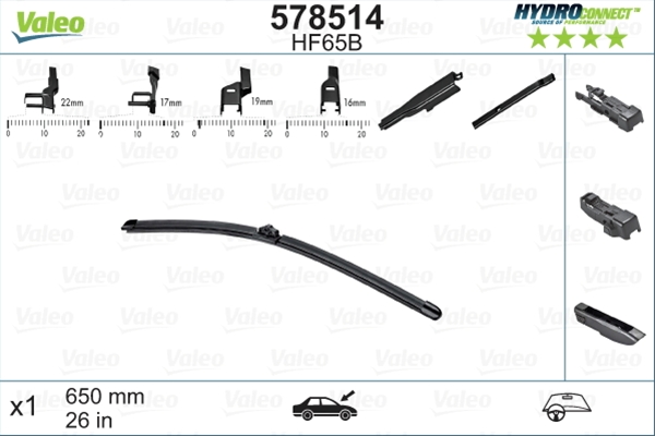 Imagine pentru produsul „STERGATOR HYDROCONNECT CU SPOILER ASIMETRIC HF65B(1X650MM)"