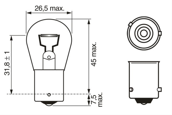 Imagine pentru produsul „BEC, SEMNALIZATOR; BEC, LAMPA FRANA; BEC, LAMPA CEATA SPATE"