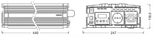 Imagine pentru produsul „INVERTOR 24V -> 230V 2000W + 1 USB 2.1A"