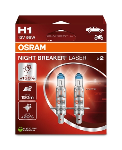 SET 2 BECURI H1 12V55W NIGHT BREAKER LASER NEXTGEN 150%