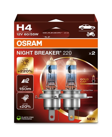 SET 2 BECURI H4 12V NIGHTBREAKER 220%