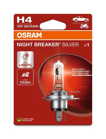 Imagine pentru produsul „BLISTER 1 BEC H4 12V60/55W NIGHT BREAKER SILVER 100%"