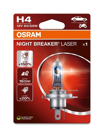BLISTER 1 BEC H4 12V60/55W NIGHT BREAKER LASER NEXTGEN 150%