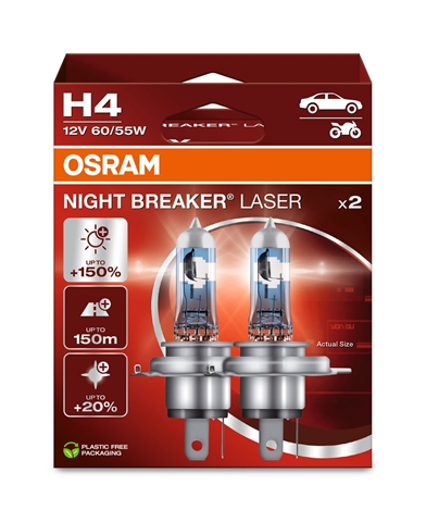 SET DUOBOX 2 BECURI 12V60/55W H4 NIGHTBREAKER LASER (150%) OSRAM ORIGINAL