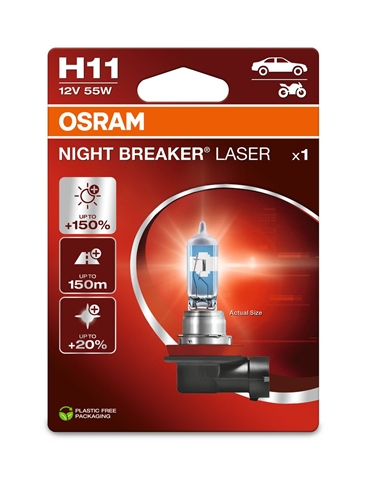 BLISTER 1 BEC H11 12V55W NIGHT BREAKER LASER NEXTGEN 150%