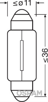 Imagine pentru produsul „BEC SOFIT 12V10W L=36MM ORIGINAL OSRAM (SE FACTUREAZA CATE 10)"
