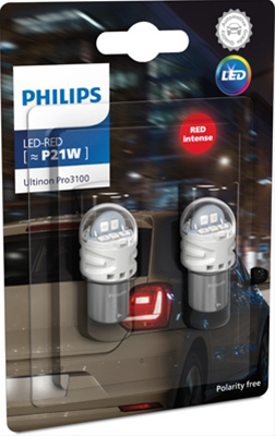 SET 2 BECURI LED 12V (ROSU INTENS) P21W ULTINON PRO3100
