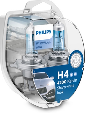 SET 2 BECURI 12V60/55W H4 WHITE VISION ULTRA (3700K) + 2 BECURI W5W