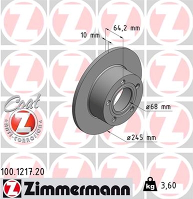 Imagine pentru produsul „## DISC FRANA (LIVRABIL NUMAI PERECHE) - ZIMMERMANN COATED Z"
