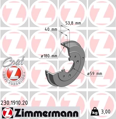 Imagine pentru produsul „TAMBUR FRANA (LIVRABIL NUMAI PERECHE) - ZIMMERMANN FD"