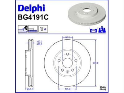 Imagine pentru produsul „SET DISCURI FRANA DELPHI COATED"