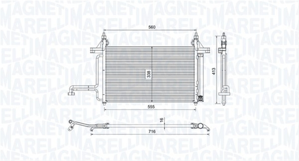 Imagine pentru produsul „CONDENSATOR A/C (BC732) MARELLI"