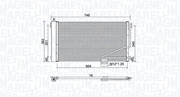 CONDENSATOR A/C (BC738) MARELLI SE25
