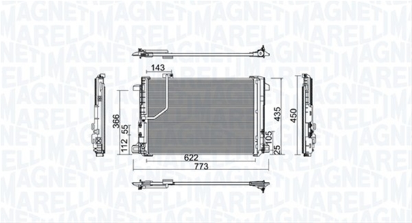 CONDENSATOR A/C (BC755) MARELLI SE25