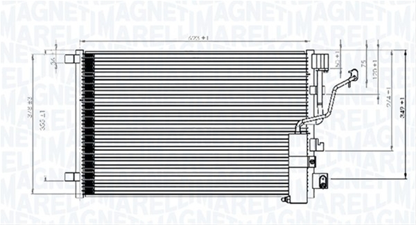 CONDENSATOR A/C (BC841) MARELLI SE25