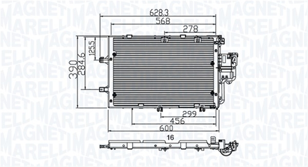 Imagine pentru produsul „CONDENSATOR A/C (BC891) MARELLI"
