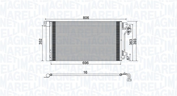 Imagine pentru produsul „CONDENSATOR A/C (BC962) MARELLI SE25"