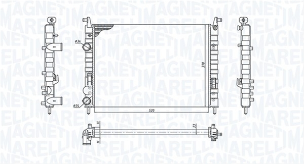 Imagine pentru produsul „RADIATOR MOTOR (BM1963) MARELLI"