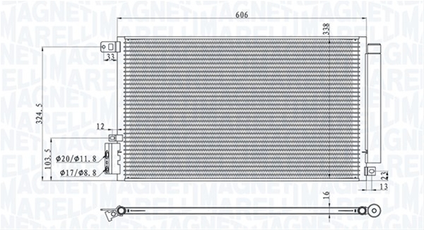 Imagine pentru produsul „CONDENSATOR A/C (BC884) MARELLI SE25"