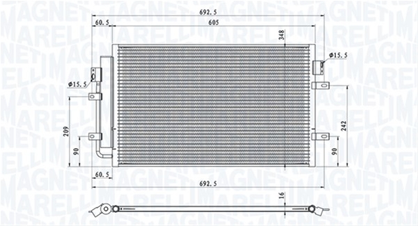 Imagine pentru produsul „CONDENSATOR A/C (BC884) MARELLI SE25"