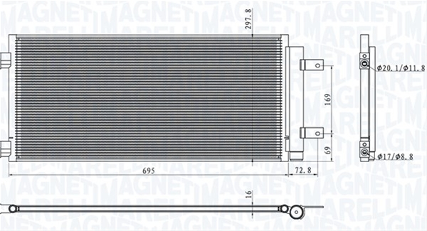 Imagine pentru produsul „CONDENSATOR A/C (BC884) MARELLI SE25"