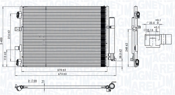 Imagine pentru produsul „CONDENSATOR A/C (BC884) MARELLI SE25"