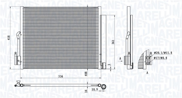 Imagine pentru produsul „CONDENSATOR A/C (BC872) MARELLI SE25"