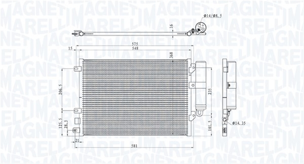 Imagine pentru produsul „CONDENSATOR A/C (BC893) MARELLI"