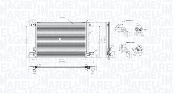 Imagine pentru produsul „CONDENSATOR A/C (BC964) MARELLI SE25"