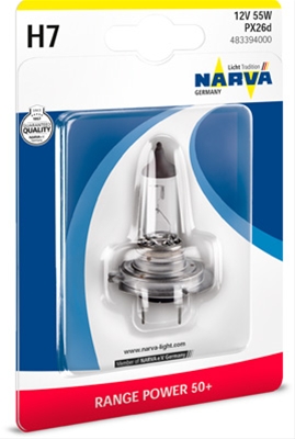 Imagine pentru produsul „BLISTER 1 BEC 12V H7  RANGE POWER 50 (+50% LUMINOZITATE, VIATA DUBLA)"