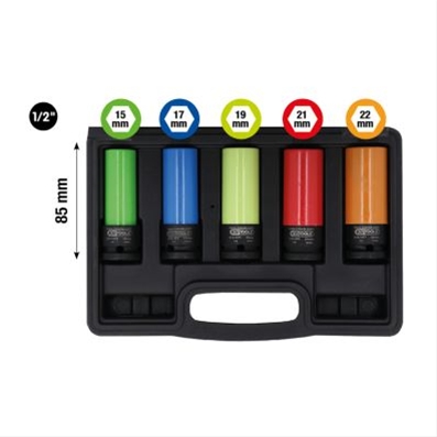 SET TUBULARE DE IMPACT 1/2, PTR JANTE DIN ALUMINIU 5 PCS