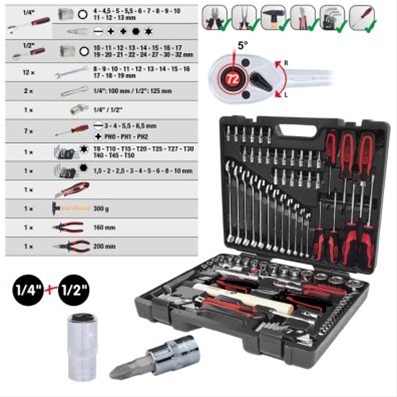 SET TUBULARE 1/4BIHEXAGONALE 10 PCS 413MM