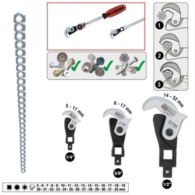 Imagine pentru produsul „SET DE CHEI MULTIFUNCTIONALE 1/4 + 3/8 + 1/2, 3 PCS"