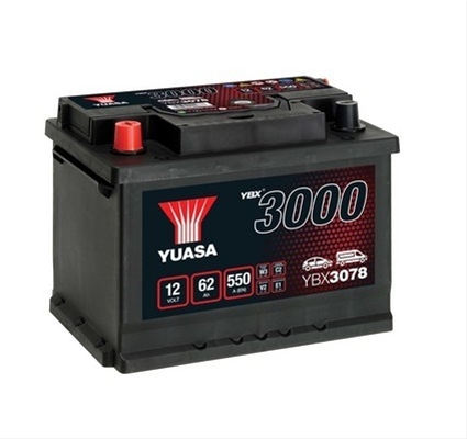 Imagine pentru produsul „ACUMULATOR YUASA 3000 ASIA 12V 62AH 550A 242X175X190 +STG"