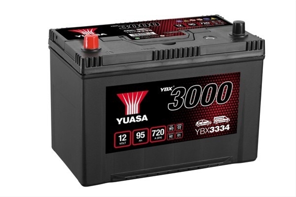 Imagine pentru produsul „ACUMULATOR YUASA 3000 ASIA 12V 95AH 720A 304X174X225 +STG"