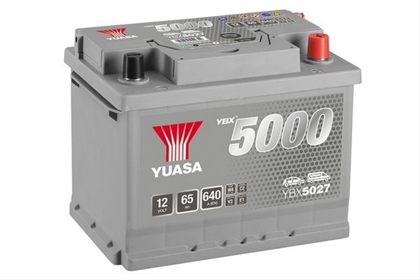 Imagine pentru produsul „ACUMULATOR YUASA 5000 SILVER 12V 65AH 640A 243X175X190 +DR"