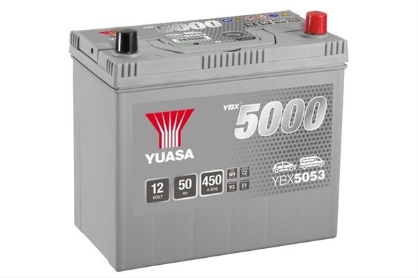 Imagine pentru produsul „ACUMULATOR YUASA 5000 ASIA 12V 50AH 450A 238X129X223 +DR"