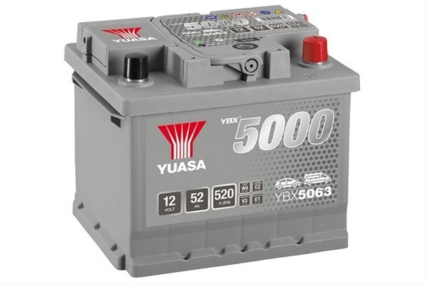Imagine pentru produsul „ACUMULATOR YUASA 5000 SILVER 12V 52AH 520A 208X175X175 +DR"