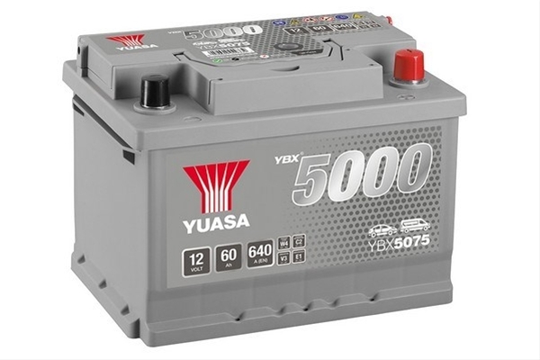 Imagine pentru produsul „ACUMULATOR YUASA 5000 SILVER 12V 60AH 640A 243X175X175 +DR"