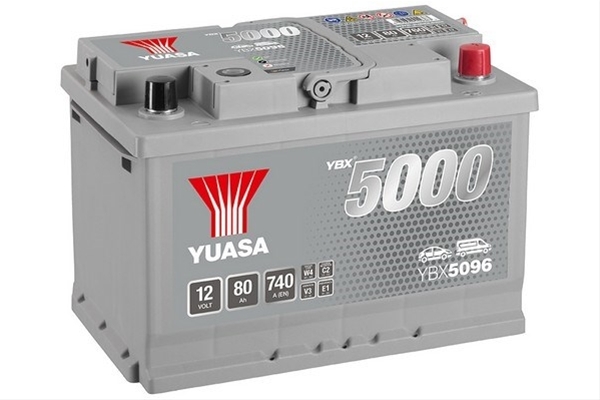 Imagine pentru produsul „ACUMULATOR YUASA 5000 SILVER 12V 80AH 740A 278X175X190 +DR"